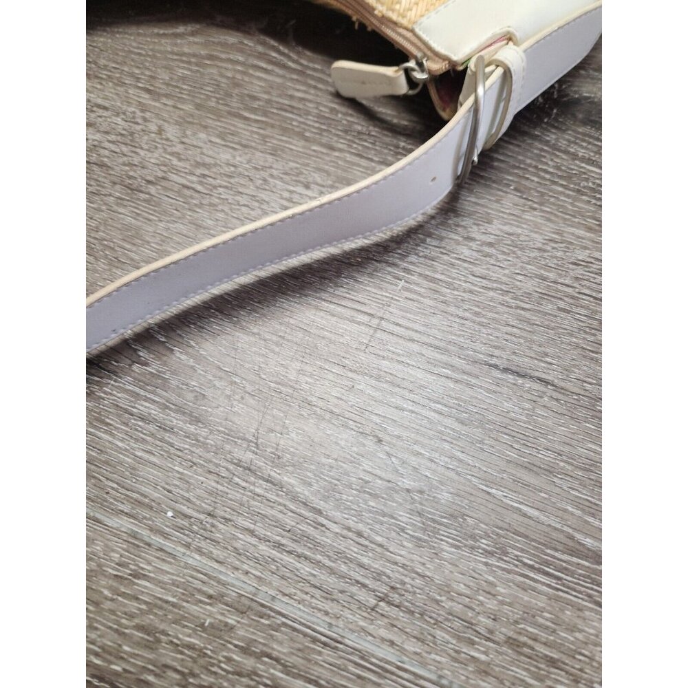 Fossil 75082 Woven Straw Fabric Handbag Purse w/ Leather Trim 13"x8"x4" - Picture 8 of 13